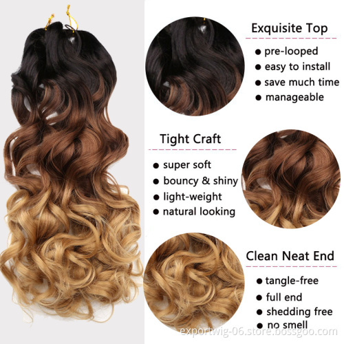 22 Inch 150g Jumbo Attachments Hair Extension Braids Crochet Ombre Curly Water Wavy Yaki Wave Synthetic Fiber Wavy Braiding Hair